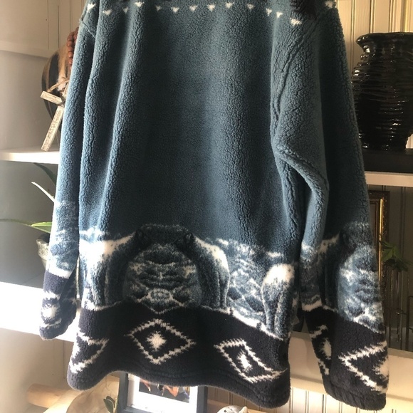 VINTAGE RENEGADE CLUB BLUE POLAR BEAR FLEECE ZIP UP COAT LARGE - Picture 2 of 8